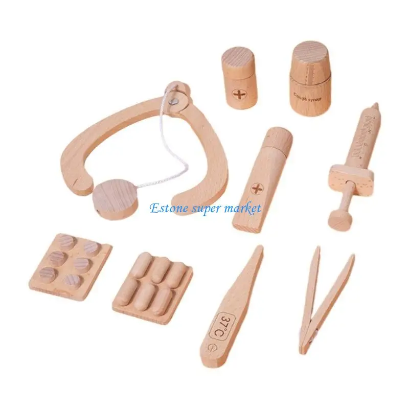 Herramientas médicas madera 090B, juguete para juego imitación para niños, médicos, juguete para niñas Cos-play