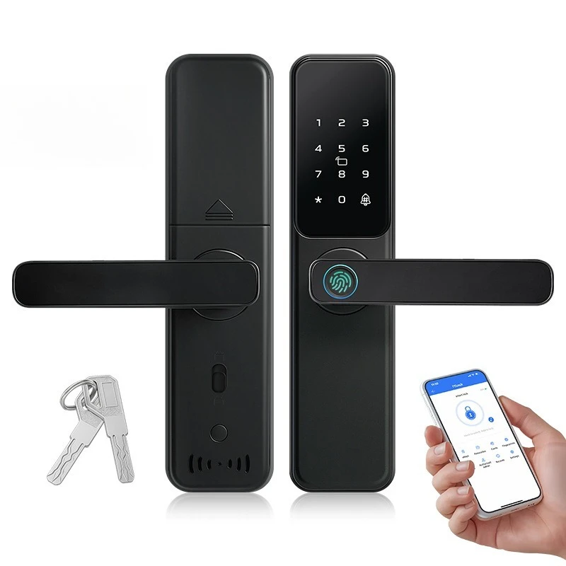 

Open with one grip, handle fingerprint lock, door, smart lock