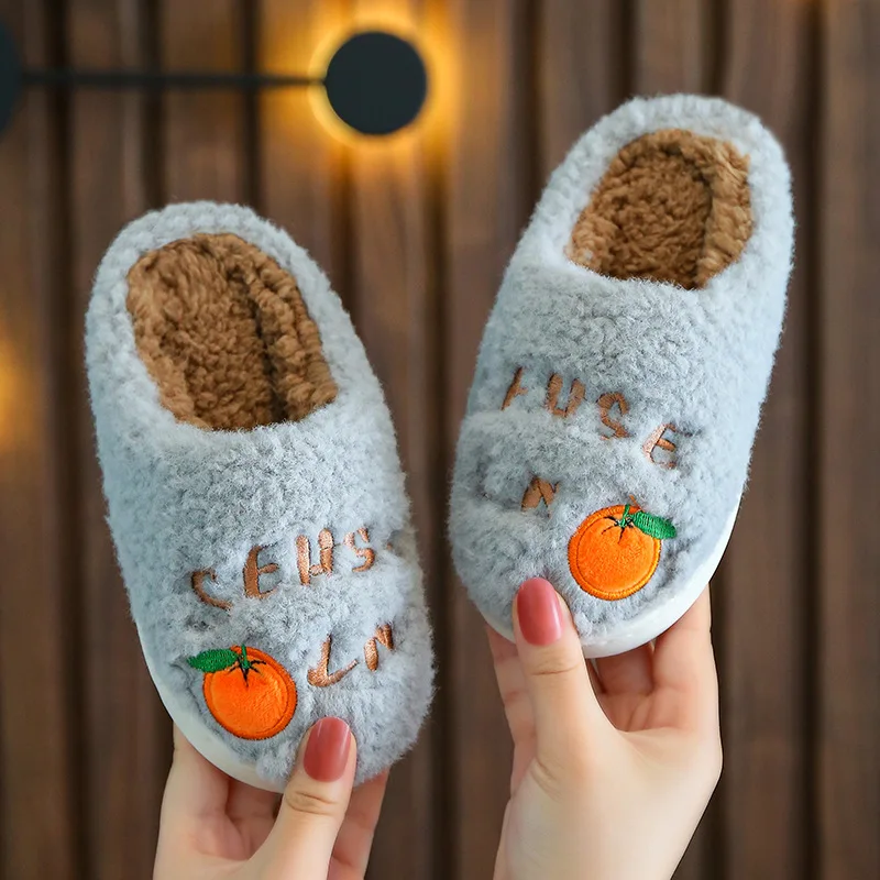 Children Home Shoes Cashmere Cotton Slippers Kids Warm Shoes Boys Girls Slippers Indoor Home Velvet Winter Baby Kids Shoes