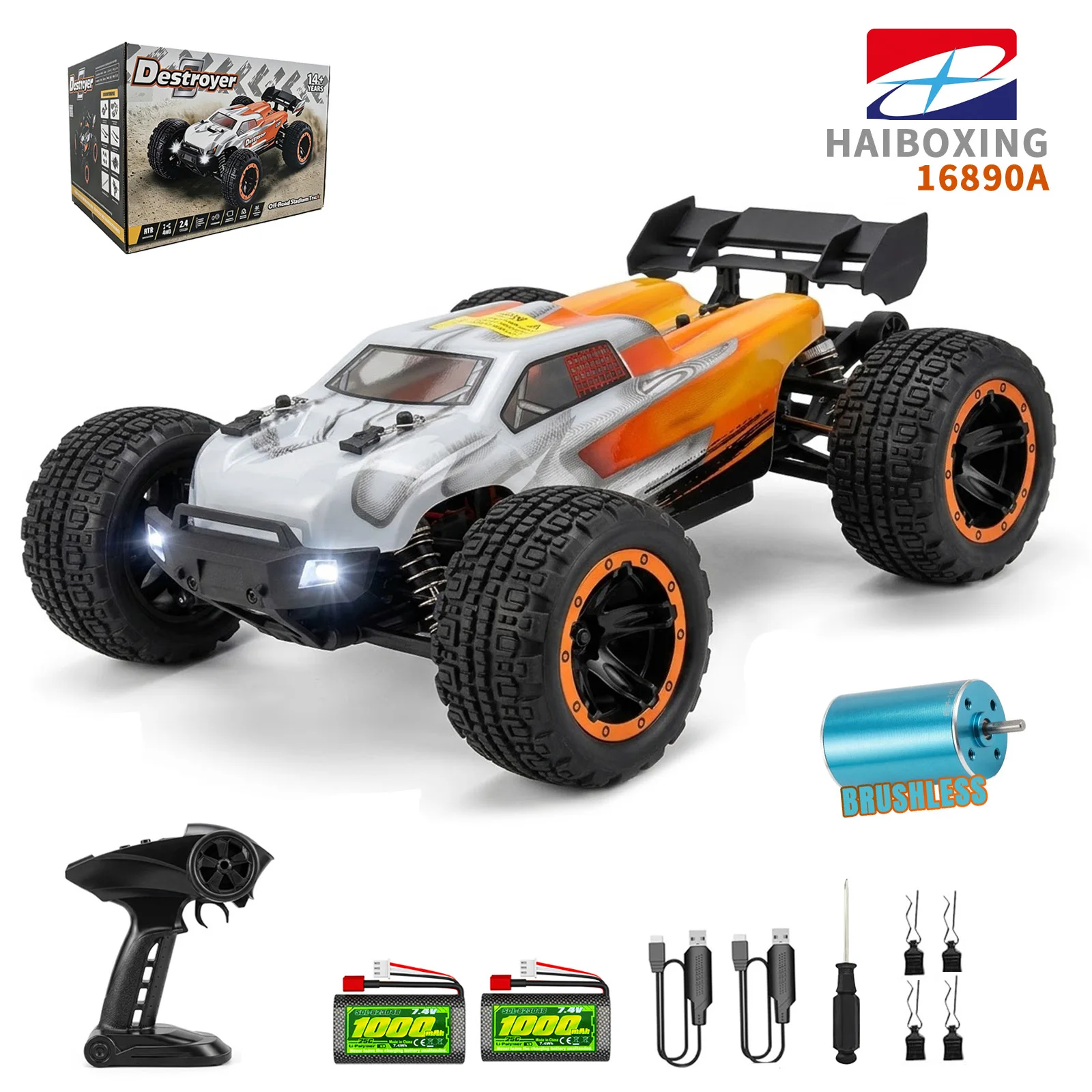 

HAIBOXING 16890A 1:16 Brushless RC Truck, 4WD Off-Road RC Car,Max 48km/h,Waterproof Electronic Components, Fit for all terrains