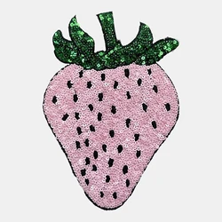 1 Piece Sequins Iron on Patch, 12.5*18 cm DIY Applique, Clothes Decoration, Strawberry Sticker Garment Accessories Back Adhesive