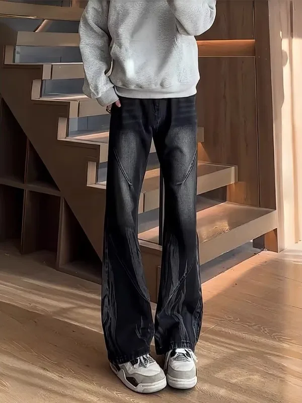 

Мужские джинсы Bla American Dyed Deaded Micro Flare: удлиненные, прямые, свободного кроя, повседневные, в стиле Vibe Knife Pants