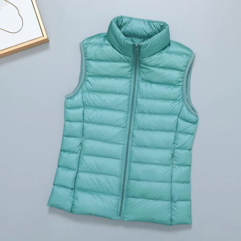 2024 White Duck Down Jacket Women Vest Autumn Winter Sleeveless Waistcoat Warm Lightweight Puffer Jacket Female Tops Outwear