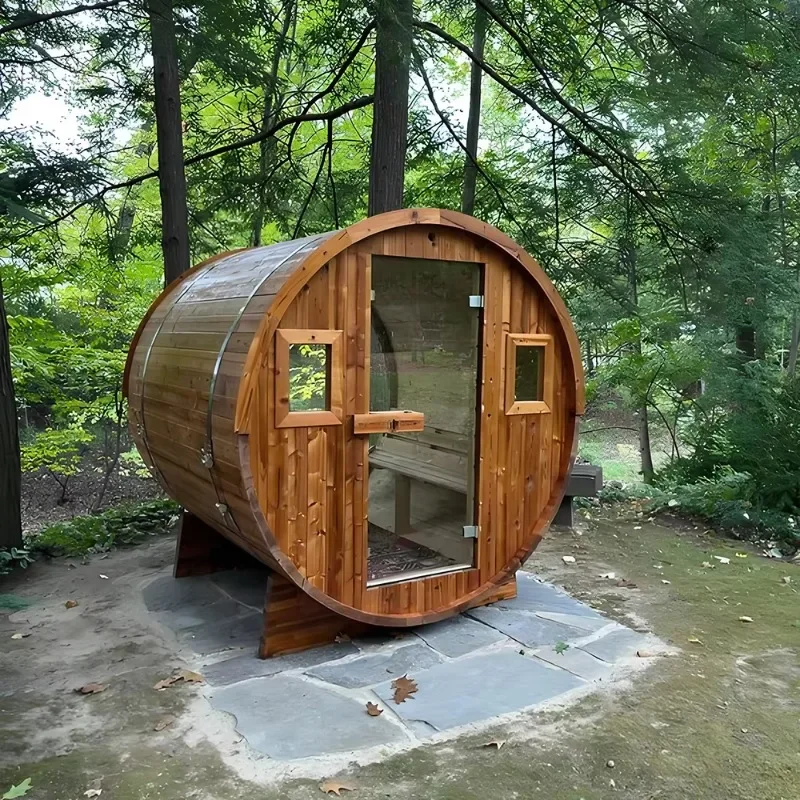 FL Outdoor Luxury Modern Far Infrared Sauna Cabin with Shower Room Waterproof Wood Fired Electric Backyard Garden Use Customized