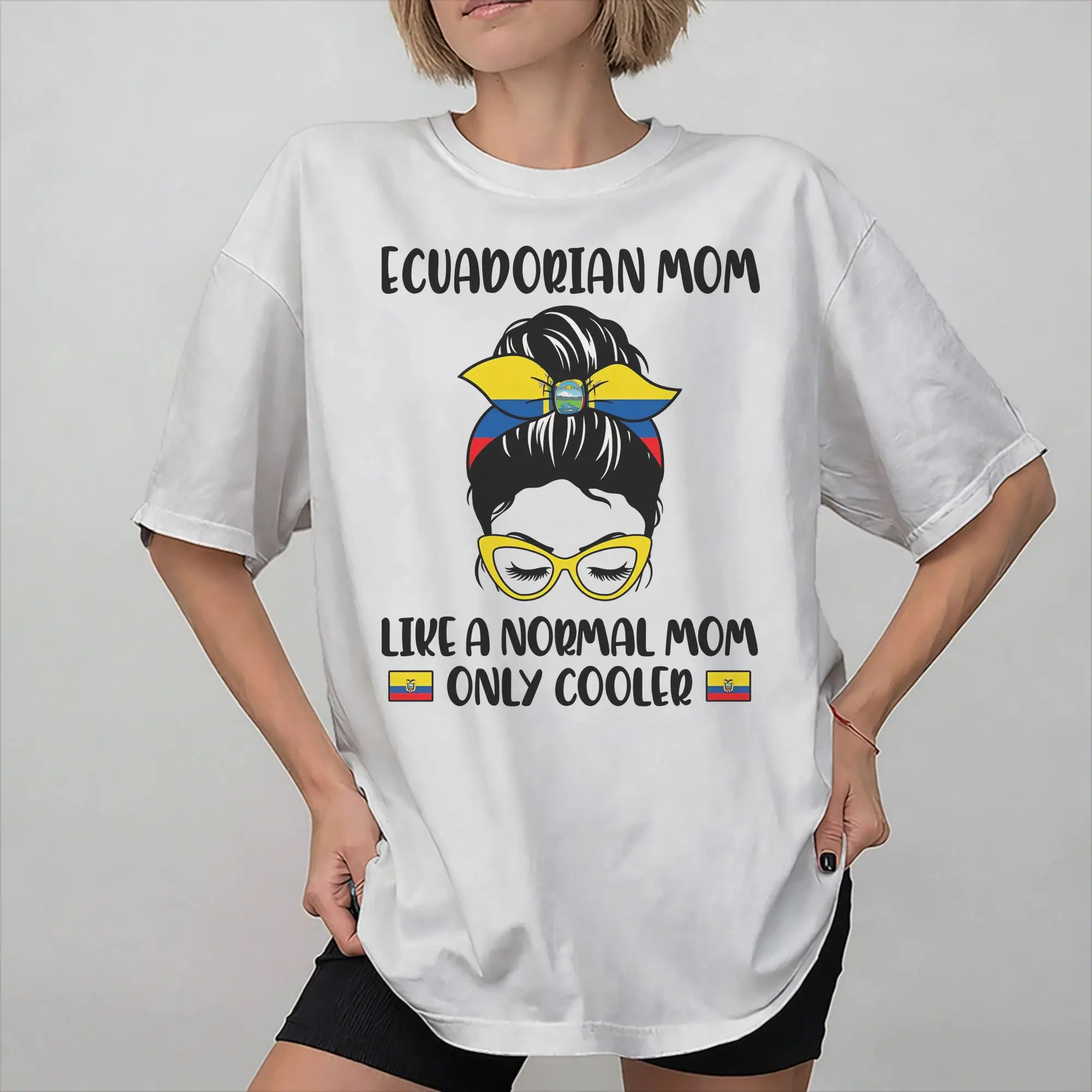 Summer Ecuadorian Mom Like A Normal Mom Only Cooler T Shirt for Men Women  Ecuatoriana Bandera Pure Cotton T-shirts Short Sleeve