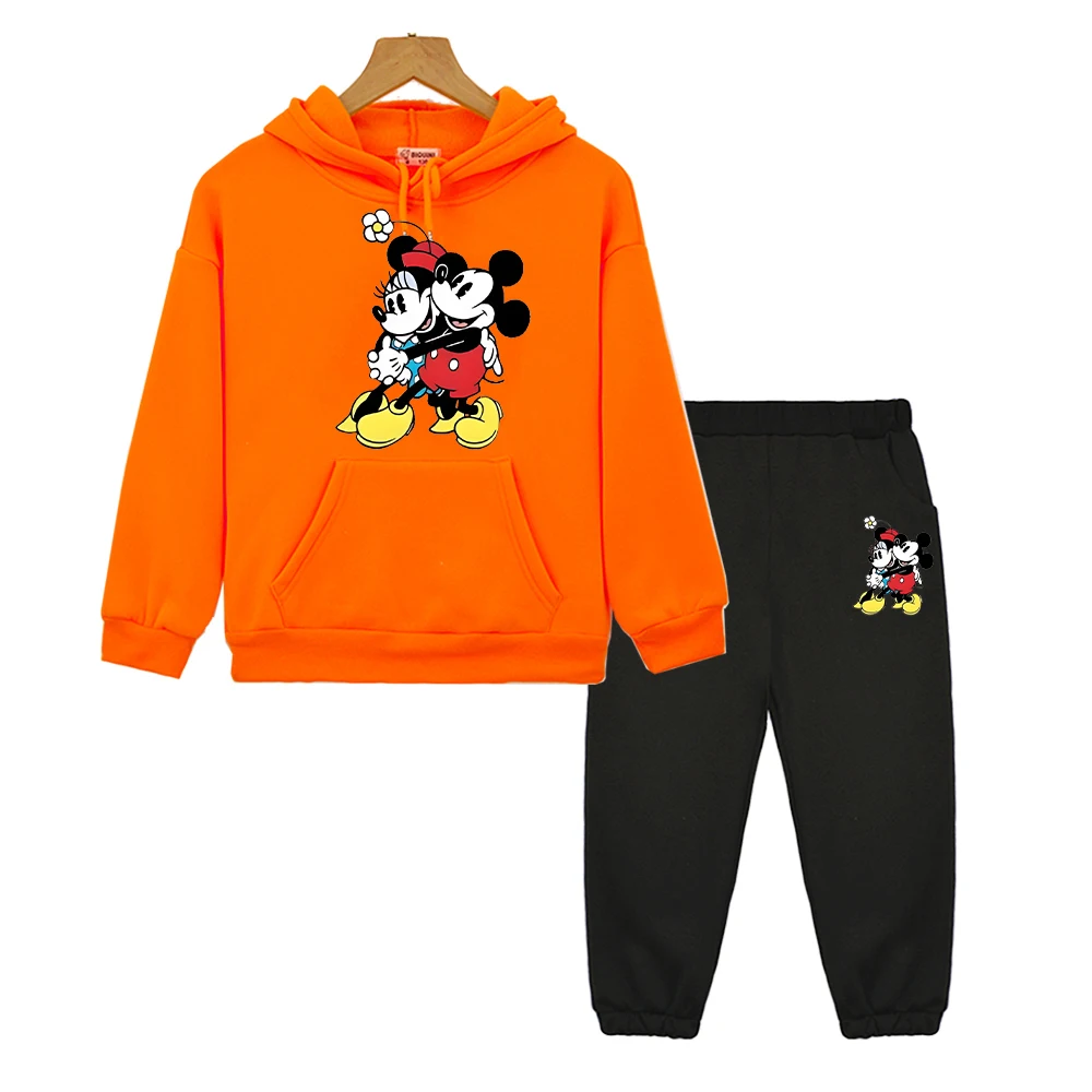 

Disney print hoodies Fleece Sweatshirt kids boutique clothes y2k sudadera hoodie+Pant pullover mickey mouse boy girl Hooded Sets