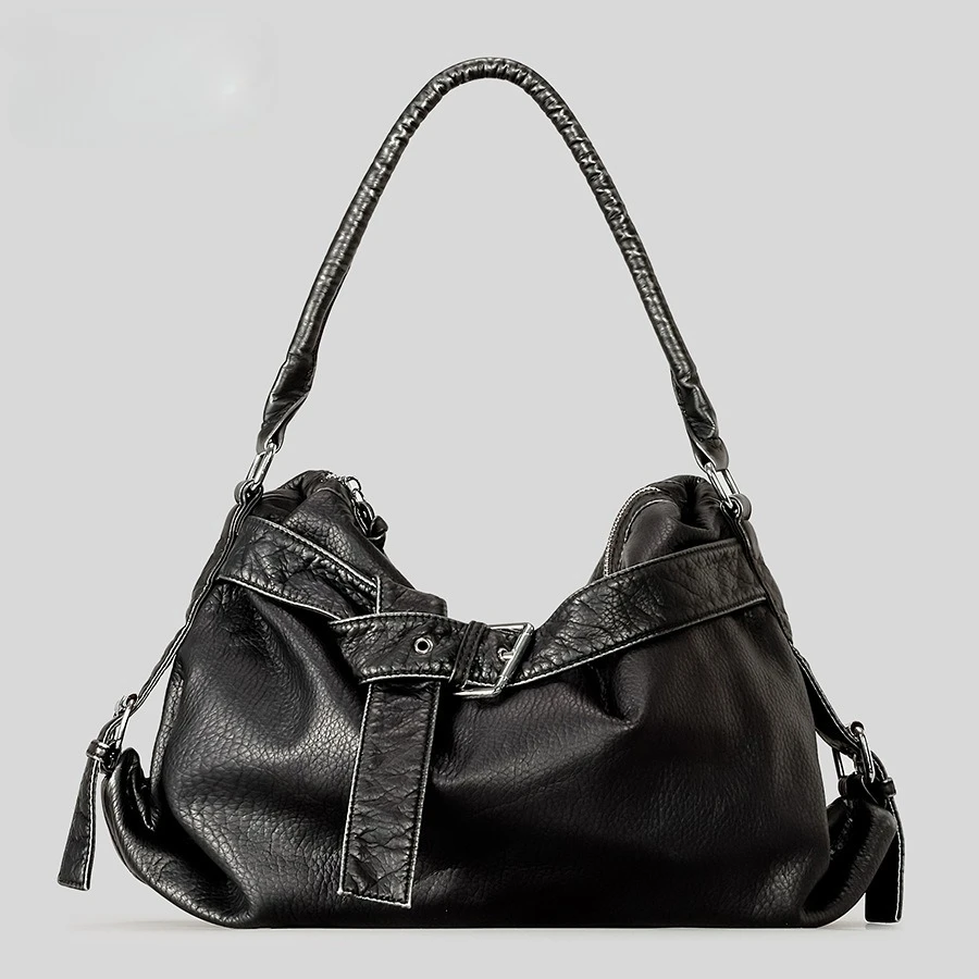 

Motorcycle Style Spring ladies big handbag Fashion Y2K Soft PU Leather Totes for Women Shoulder Bags Large Capacity