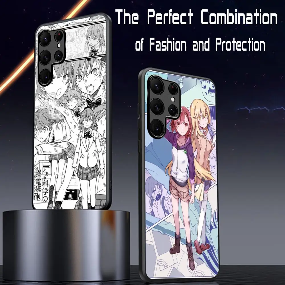 Classic Character ins Railgun Phone Case For Samsung Galaxy S25 S24 S23 S22 S21 S20 Plus Ultra Note20 Soft Black