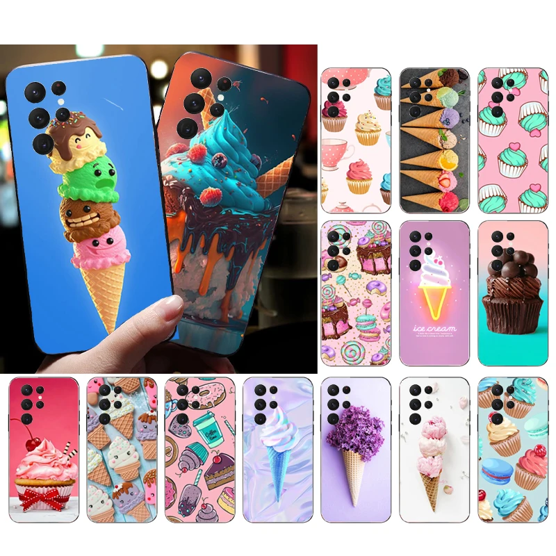 Phone Case for Samsung S24 S23 S22 S21 S20 Ultra S20 S22 S21 S10E S20 FE S24 Plus Ice Cream Cupcakes Case