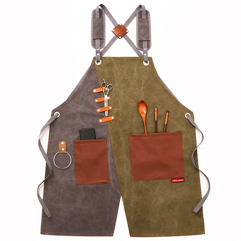 Fashion Canvas kitchen Aprons For Woman Men Chef Work Apron For Grill Restaurant Bar Shop Cafes Beauty Nails Studios Uniform