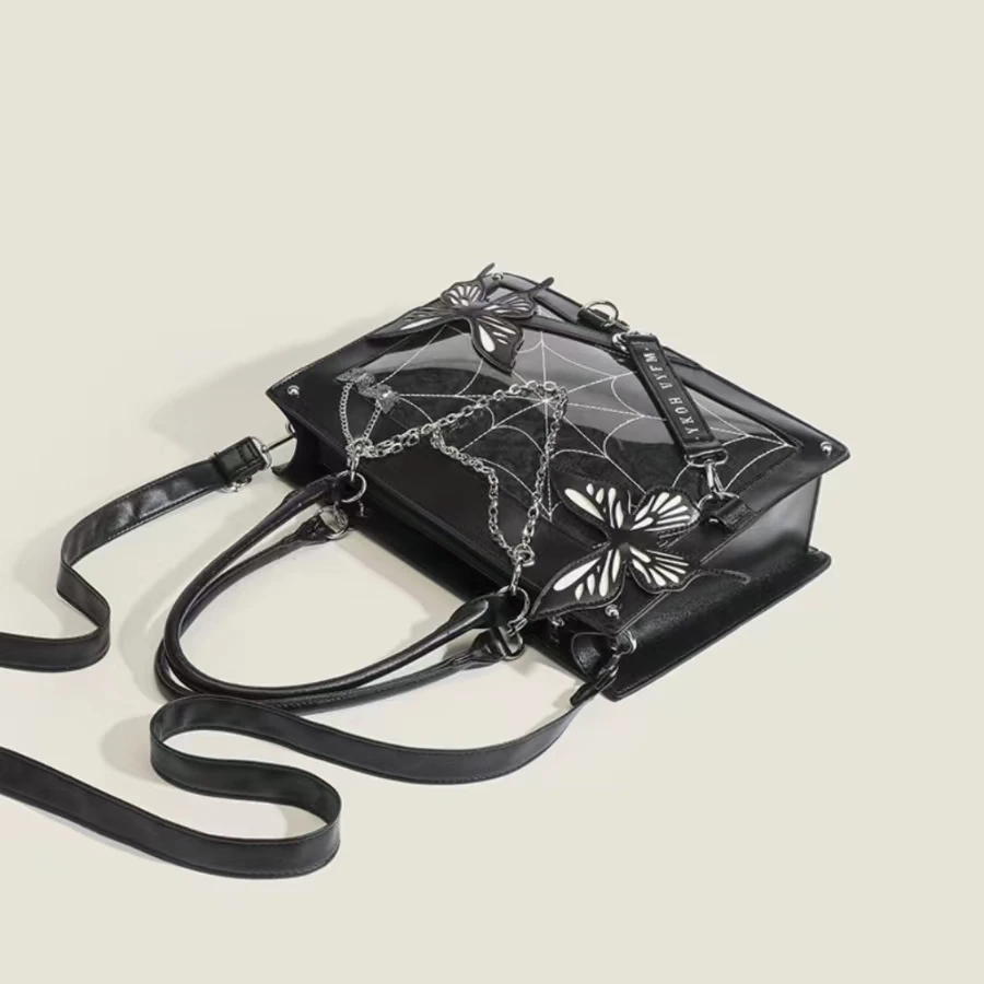 Labyrinth Butterfly Spider Web Letter Chain Handbags DIY Transparent Ita Bag Y2K Lolita Gothic Tote Vintage Fashion Shoulder Bag