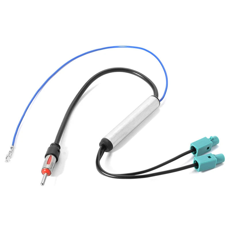 Car Radio Antenna AM/FM Audio Radio Signal Amplifier Dual To DIN RF Radio Antenna Aerial Adapter Cable For