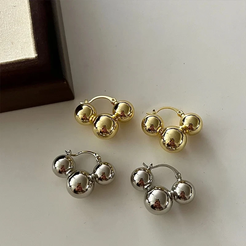 Metallkugel-Ohrringe im europäischen und amerikanischen Stil, personalisierte Mode-Ohrstecker für Damen und Mädchen, Reisen, Hochzeit, Accessoires 2024