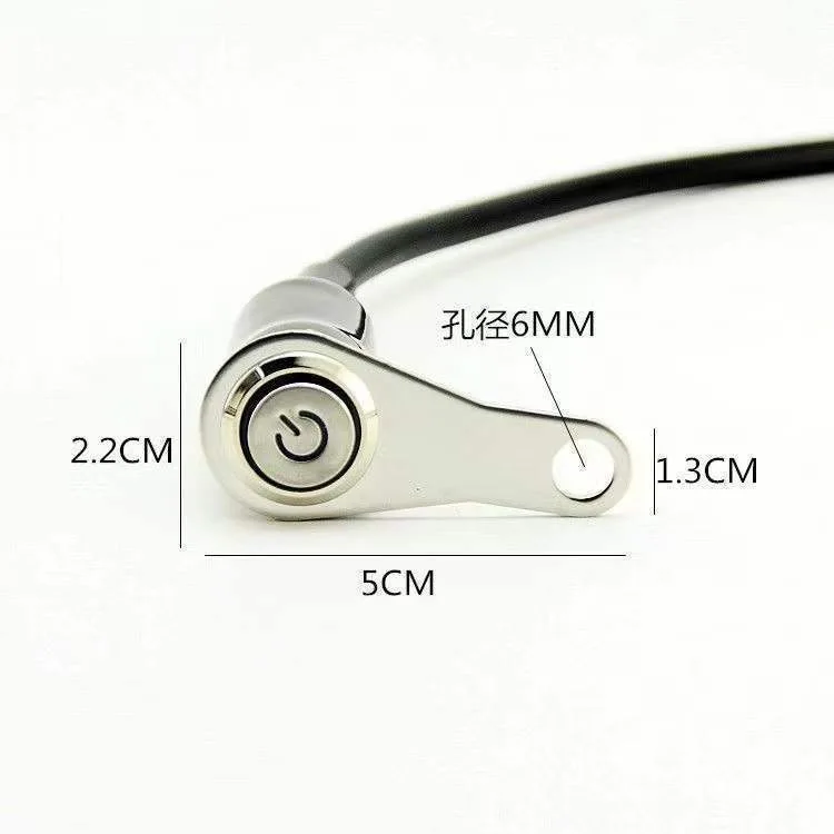 Motorcycle Stainless Steel Bracket Waterproof Spotlight Metal Button Switch with Lamp Ring Power-Off Switch 5A