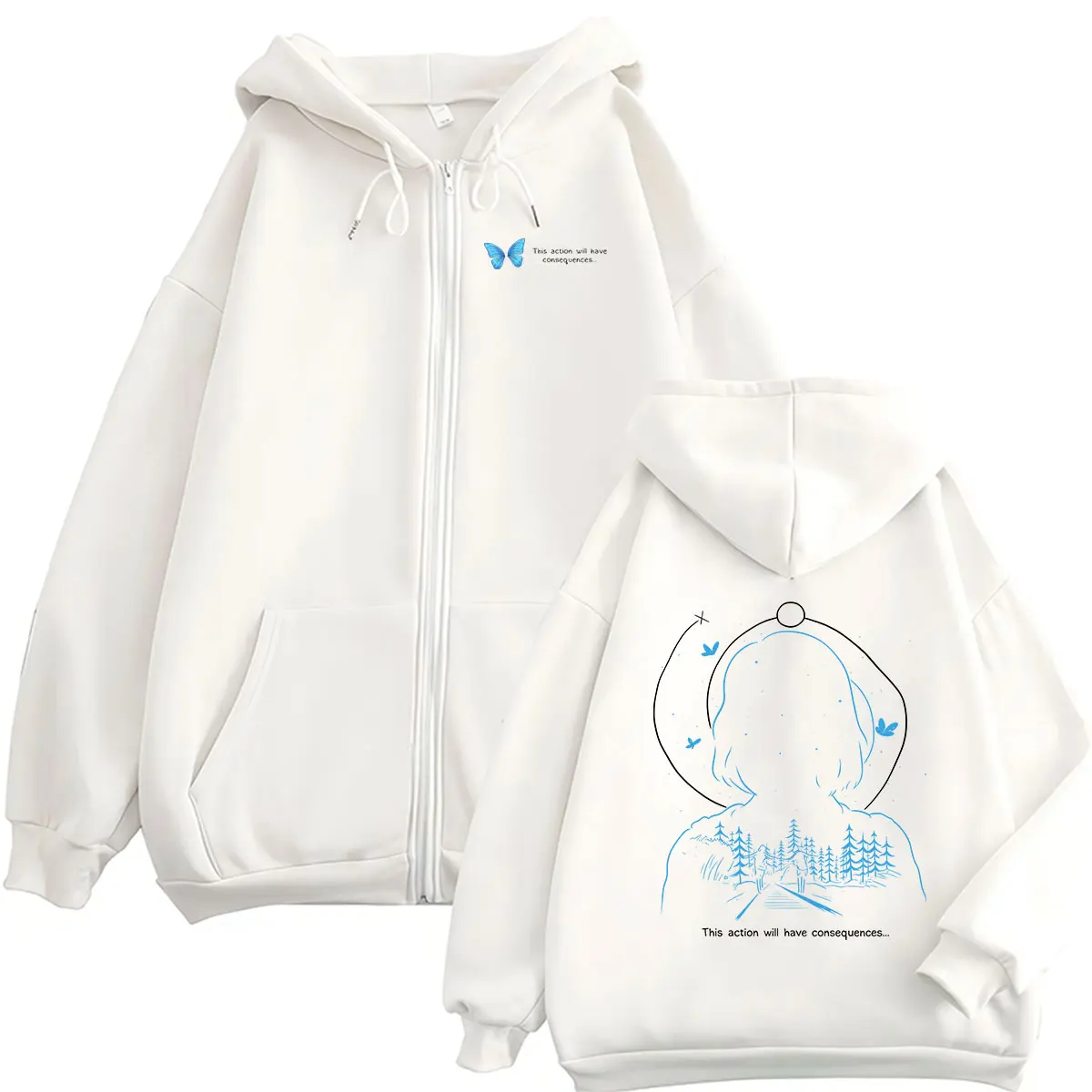Game Life Is Strange Print Reißverschluss-Hoodie für Herren und Damen, langärmelig, modische Kleidung, Sweatshirt, Retro-Ästhetik, Pullover mit Kapuze – Detail 3