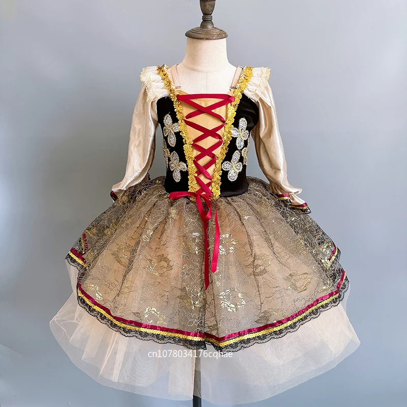 

Girls Giselle Professional Sequin Lace Ballet Tutu Skirt Tulle Dancing Dress Children Romantic Ballerina Dress Dance clothes