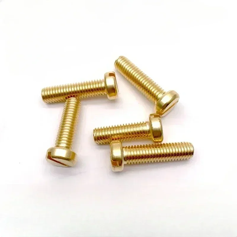 Mechanical Brassiness DIN84 6-60mm Long M4 M3 M2.5 M5 M2 Brass Slotted Cylinder Head Single Screws Bolts One Word Cup Conductive