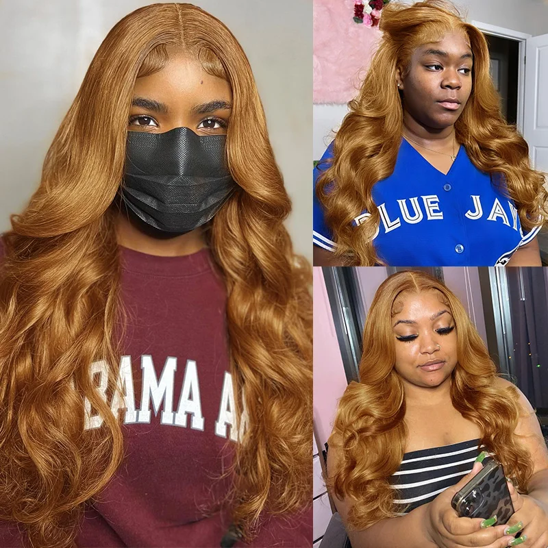 34 Inch Ginger Blonde 13X6 Lace Front Wig 13X4 Body Wave Human Hair Wigs Transparent Brazilian Human Hair Lace Frontal Wig Women