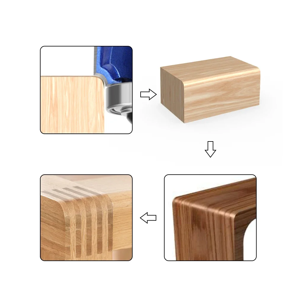 AURWOF 1 Stück 8mm Schaft Hochwertiges 4-Schneidiges Fräser-Set Holzbearbeitungs-Fräser R1 R2 R3 Trimmfräser H08051Z4 – Detail 9