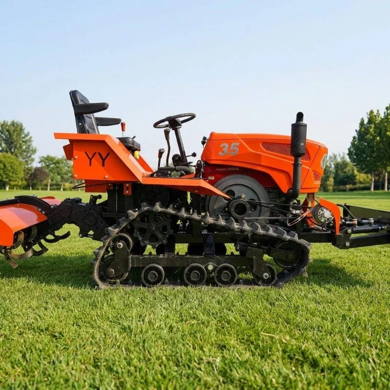 Crawler 4WD Rotary Tiller 35HP Crawler Tractor Agricultural Mini Cultivator Farm Ploughing Working Equipment Customizable FOB view 5