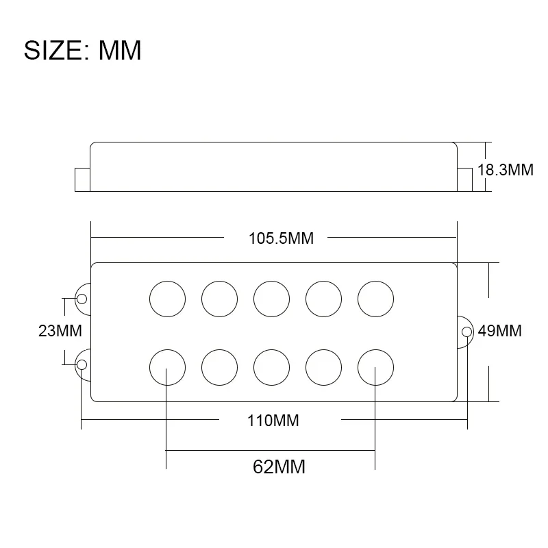 Open 5-String Bass Guitar Pickup , Double Coil Humbucker Pickup , Ceramic Magnet ,  Bass Guitar Accessories , 62mm