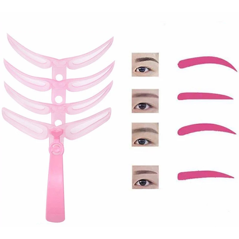 4 In1 Eyebrow Mold Eyebrow Stencils Reusable Design Eyebrow Grooming Card