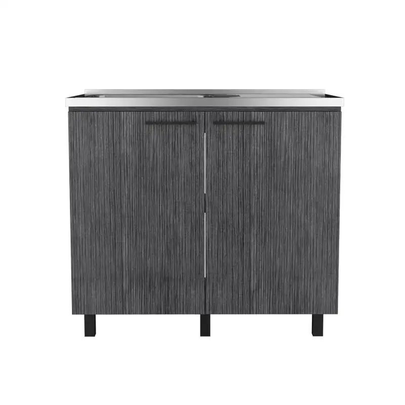 

Utility Sink Cabinet, Kitchen, Smokey Oak Finish, Durable Design, Space-Saving Storage Solution for Home and Utility Rooms