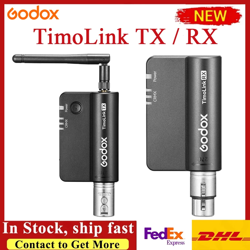 Godox TimoLink TX RX Wireless DMX Transmitter Built-In LumenRadio CRMX Transmitter 5-Pin Male XLR Connector Rotates 270°