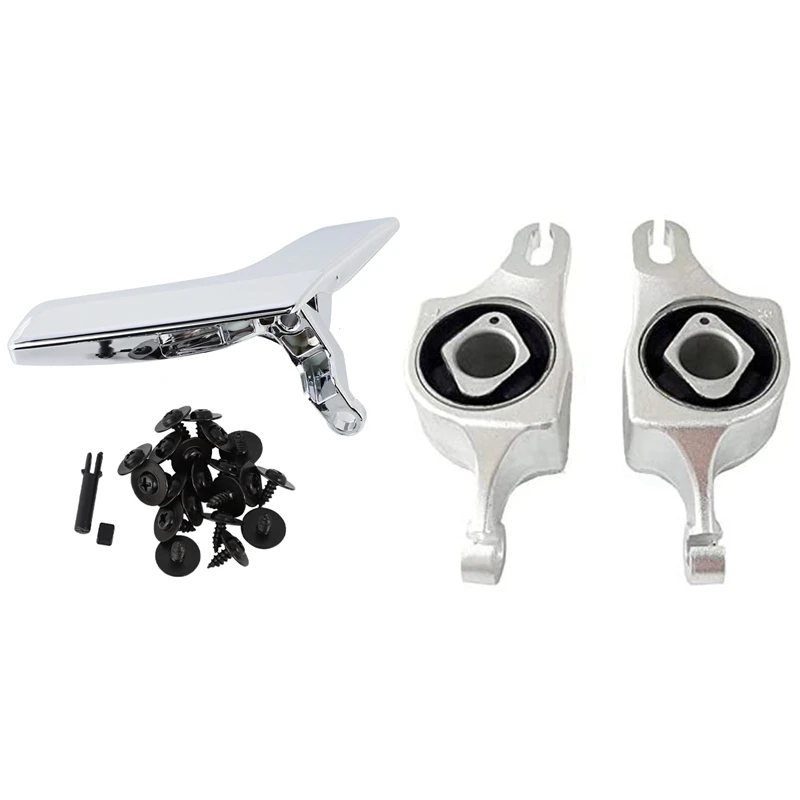 Chrome Car Inner Interior Door Handle Repair Kit (Right) With Control Arms Bushings Suspension Lower LH+RH 1663300143