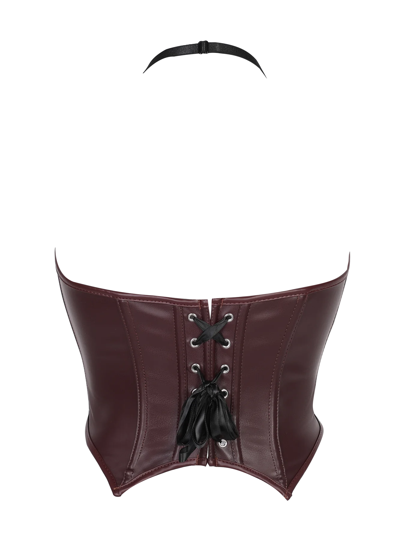 Women Leather Halter Neck Corset Bustier Top Front Zipper Pointed Hem Gothic Punk Club Party Multi‑Color