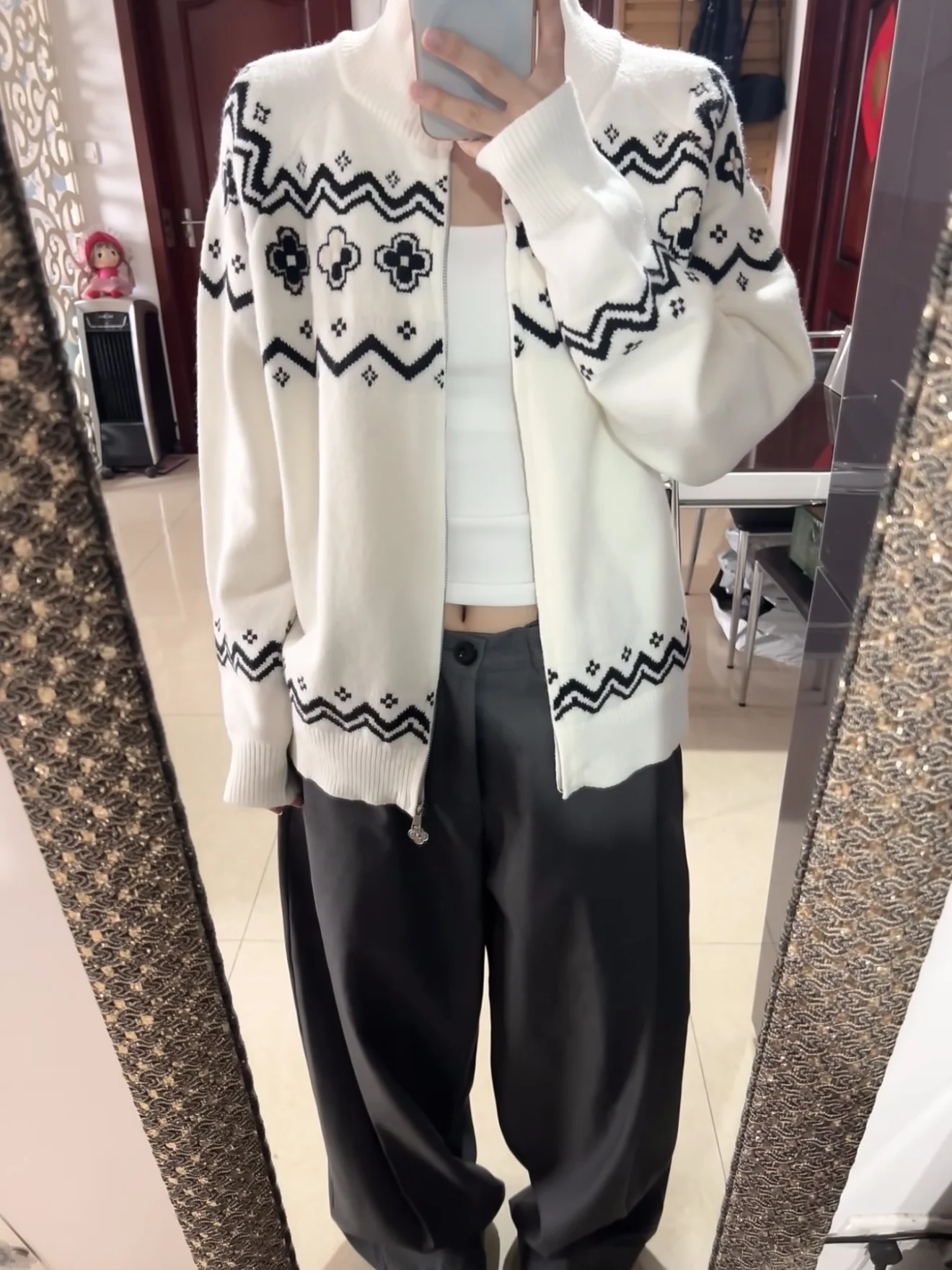 

Lazy Feel Knitted Open Cardigan Sweater Men Women Casual Autumn Winter Floral Petal Loose Fit Knitwear ex Leisure Sle