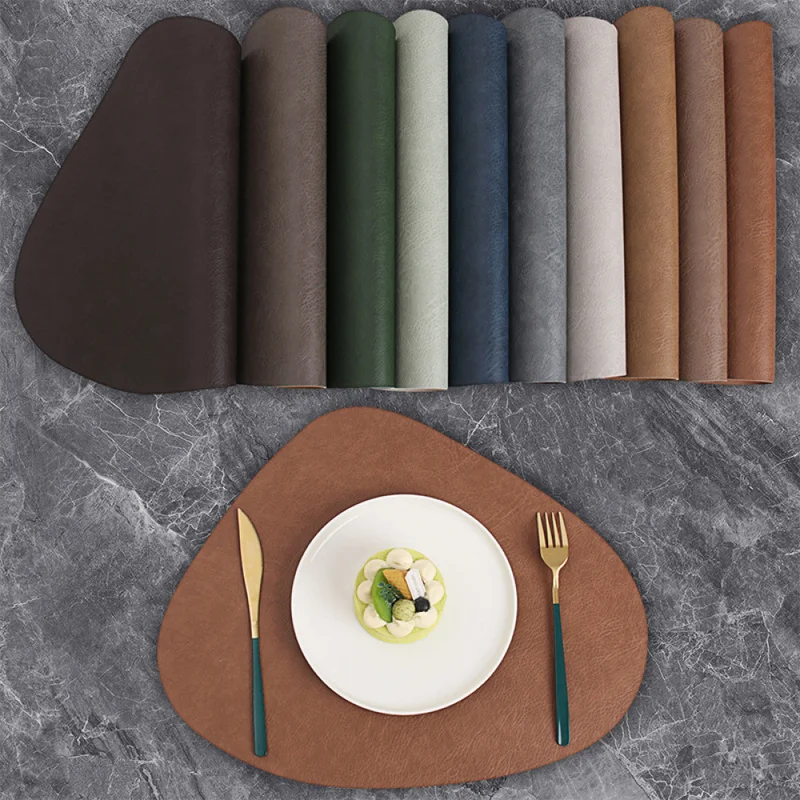 Amazon water drop-shaped placemats, featuring a cowhide texture on both sides, are heat-resistant and can be used as table mats