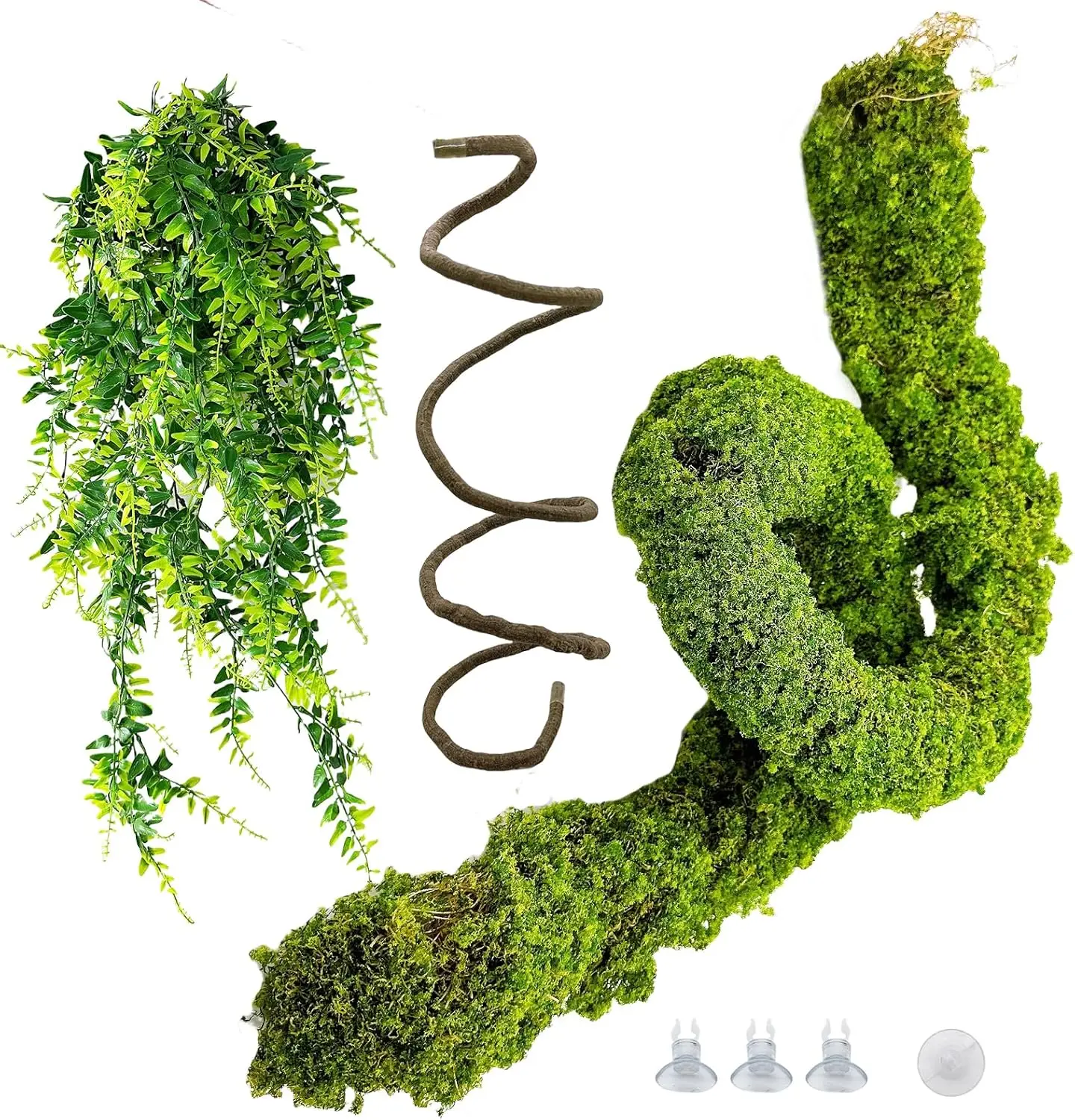 

Reptile Plants,Flexible Rainforest Vines with Moss,Bendable Jungle Climbing Vines,Terrarium Artificial Plants Decor for Bearde