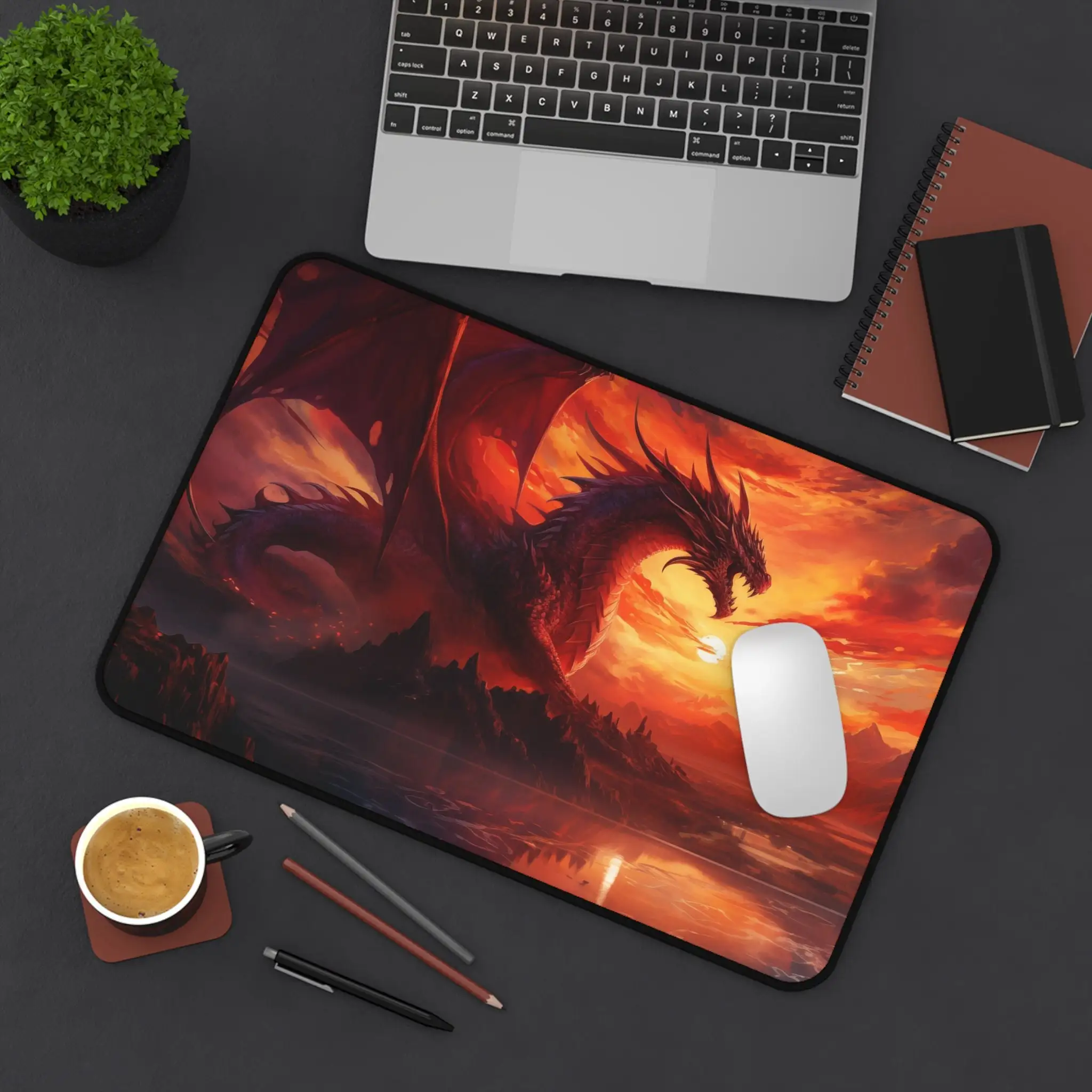 

Majestic Dragon Table Pad, Fantasy Landscape Mouse Pad XXL, Non-Slip Waterproof Gaming Mouse Pad, Dragon Desktop Decoration