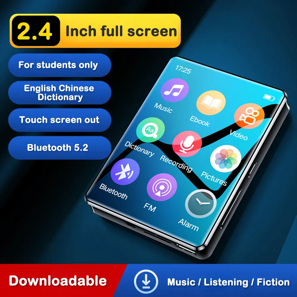 Reproductor de MP3 HiFi de 128GB, reproductor de música Digital MP4, Compatible con Bluetooth 5,0, reproductor de música de Audio Digital portátil, compatible con hasta 128GB