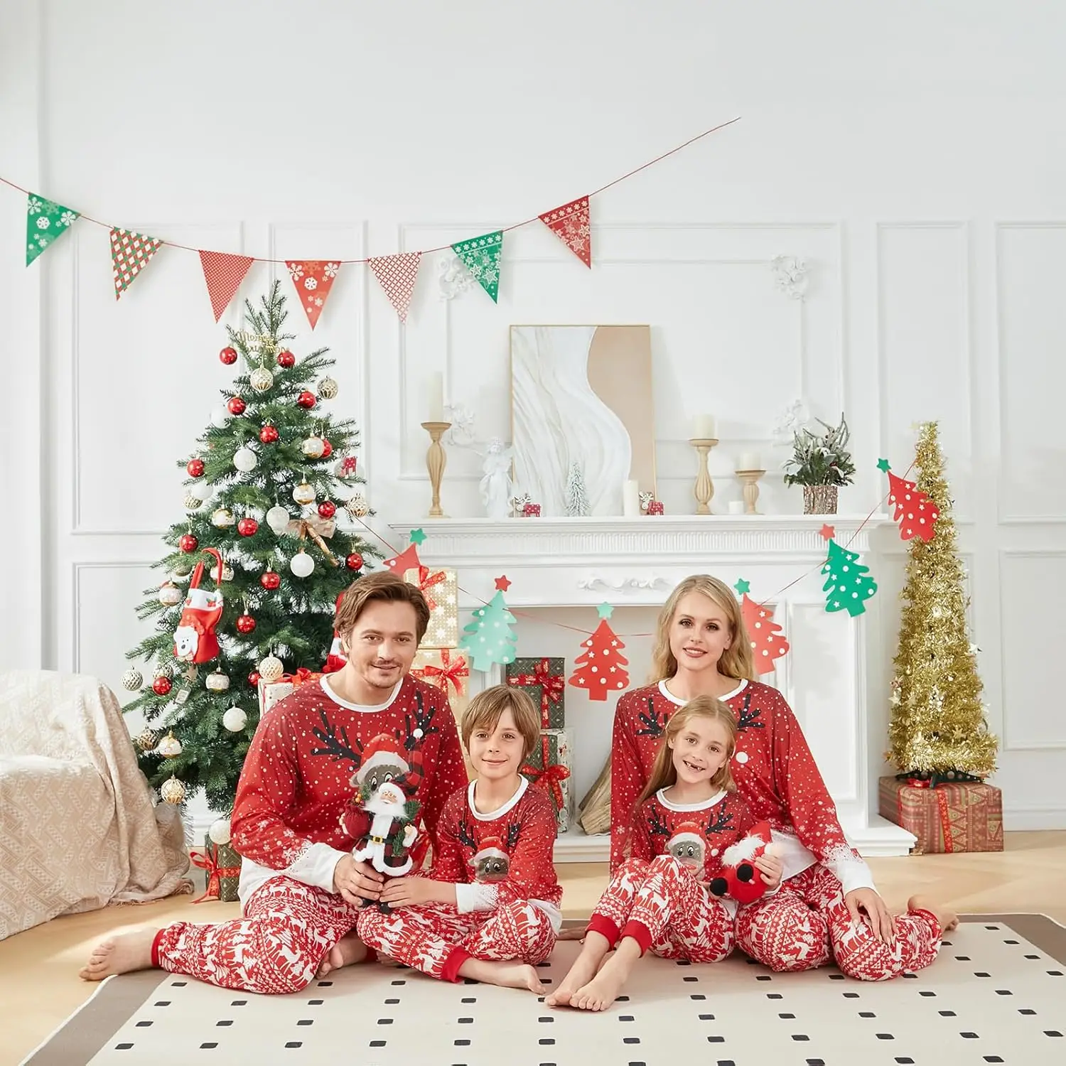 ชุดนอนคริสต์มาสสำหรับครอบครัว ชุดนอนคริสต์มาสแบบเข้าชุดสำหรับครอบครัว ชุดนอนวันหยุดคริสต์มาส ชุดนอนครอบครัว