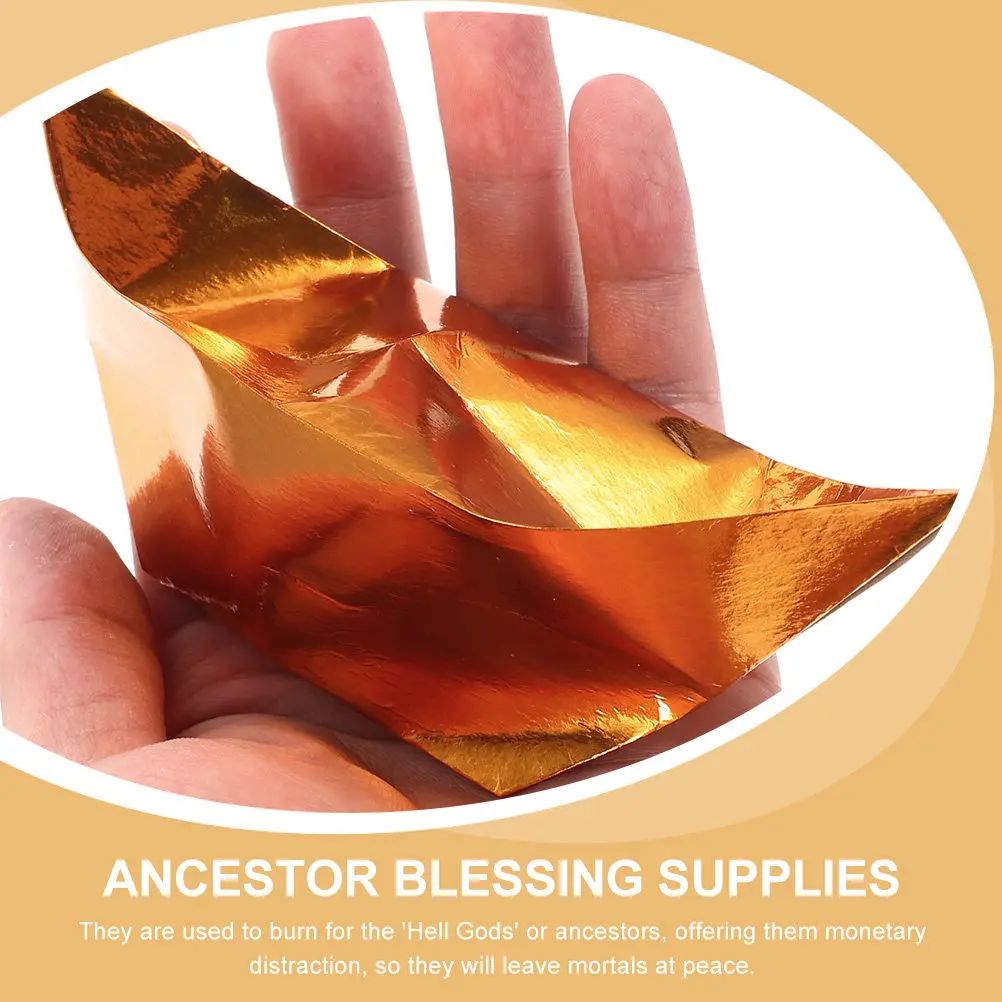200Pcs Paper Gold Ancestral Worship Sacrificing Supplies Tomb Sweeping Festival Offering Ghost Money Ancestor Blessing