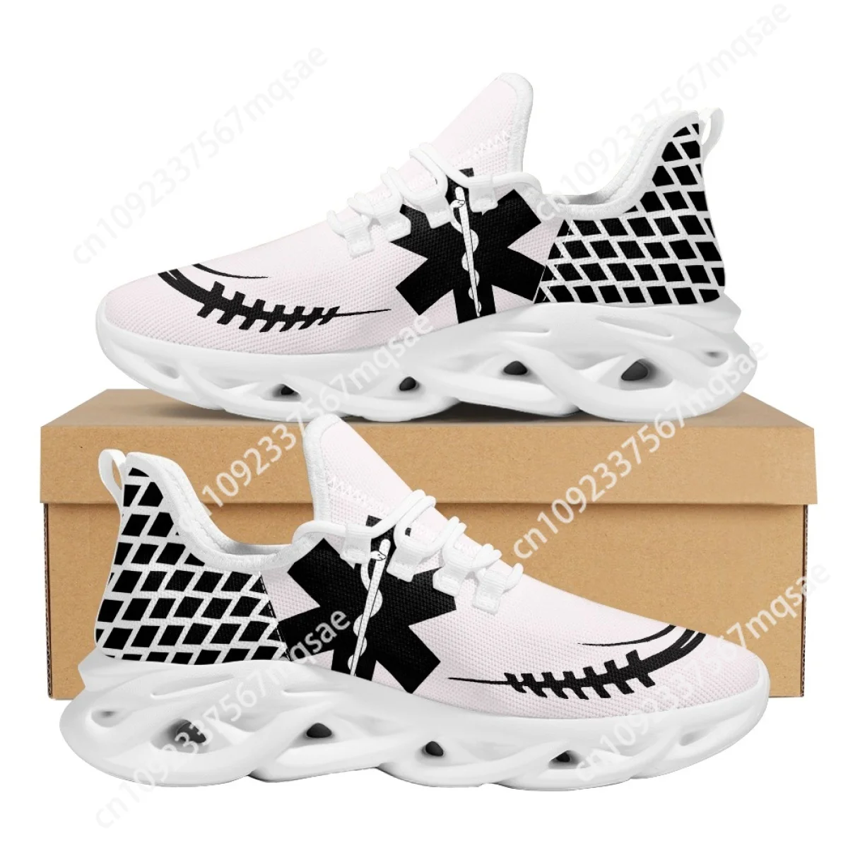 

Custom New Mesh Women Sneakers Paramedic EMT EMS Pattern Breathable Flat Shoes Light Sports Shoes Non-slip Running Footwear