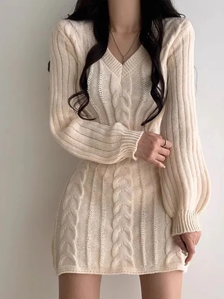 Printemps tricoté Dr femmes coréennes Sle Vintage torsion Ba fendu minceur moulante jupe pull ort jupe a-ligne Dr