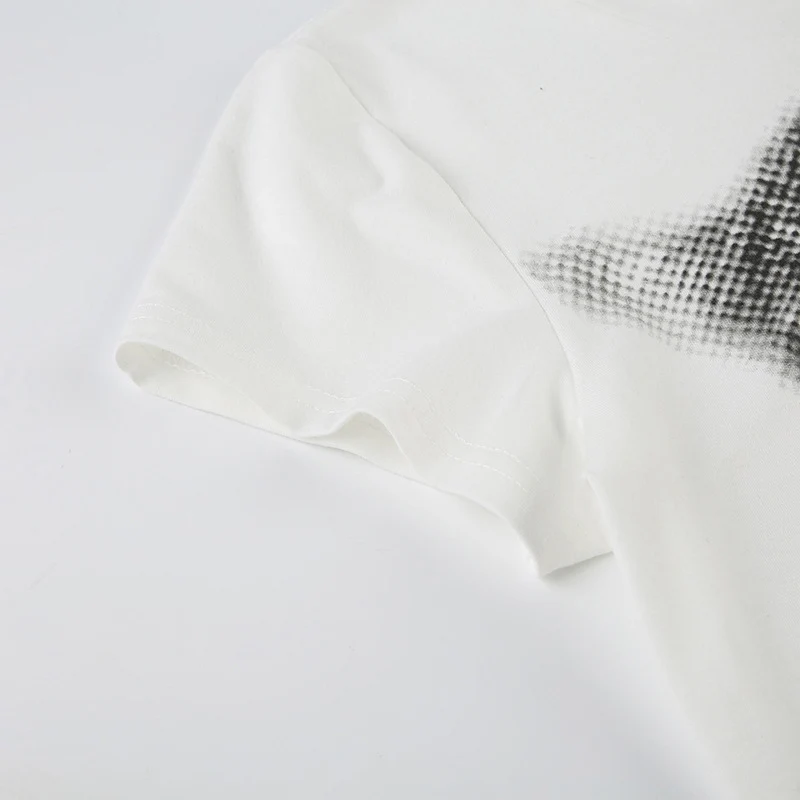 T-Shirt mit Wildkatzenmuster, niedrigem Pixel-Aufdruck, Rundhalsausschnitt, kurzen Ärmeln, Retro-Stil, vielseitig kombinierbar, figurbetontes, kurzes Oberteil – Detail 14