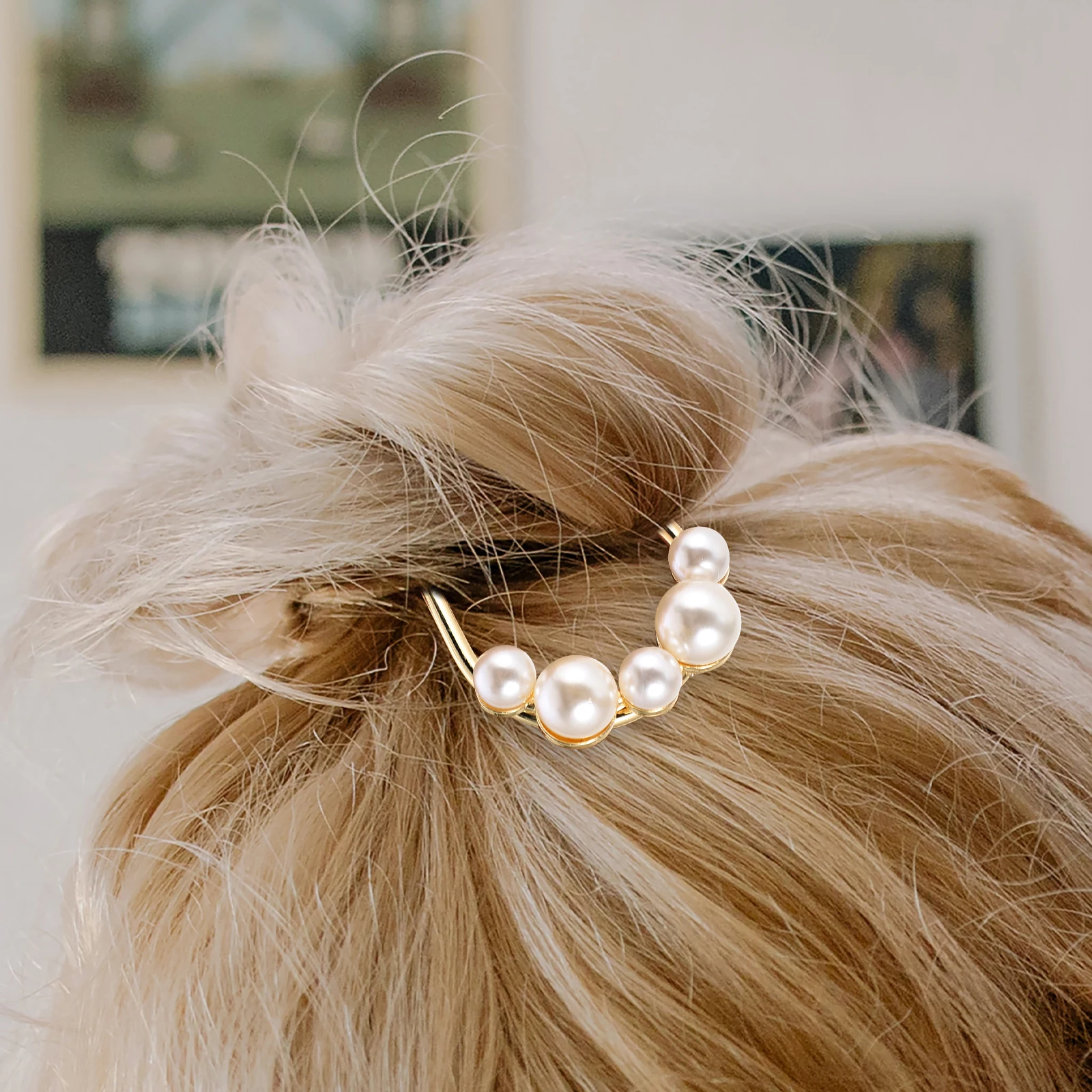 

4 Pcs U shaped Hairpin Accessories for Girls Women Pearl Decor Simple Hair Sticks Lady Headdress ABS Alloy Styling Tool