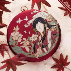 Anime Tian Guan Ci Fu Official Blessing Bag, Hua Cheng Hanfu Girls, Retro Initiated, TGCF Round Shape Bag for Kimono, Original