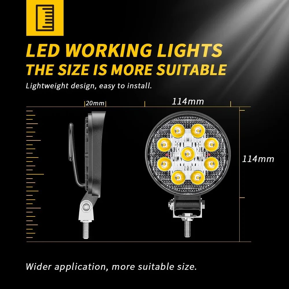 Car led work light Round 4-inch 9led27W driving light spotlights truck engineering agricultural vehicle lighting