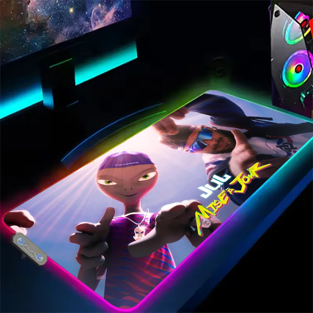 Rapper Jul Mise a jour S Mouse Pad RGB LED Light Non-Slip Rubber Base Waterproof Office PC Home Best Price Desk-Mat USB Large Ga