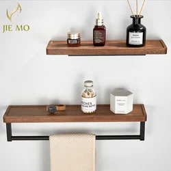 Bathroom Walnut rack the wall hanging storage shelf wood storage shelf