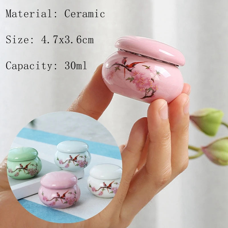 1pc Ceramic Tea Canister Portable Moisture Resistant Sealed Canister Persimmon Type Ashtray Jar 200ml 9cm*7.5cm