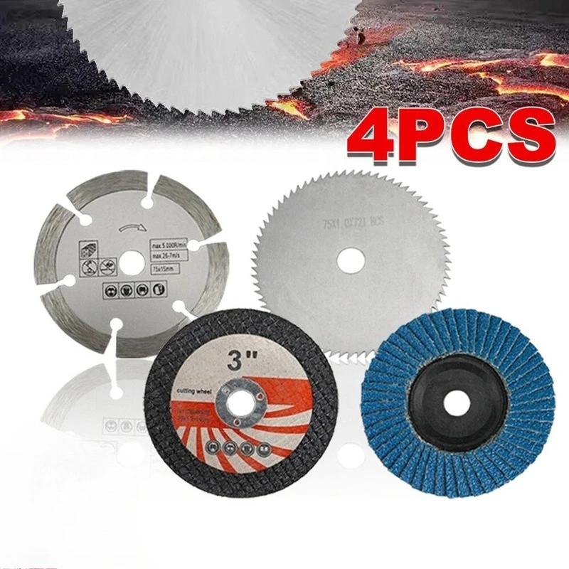 

2 комплекта (4 шт./компл.) 3 дюйма 75 мм лепестковый шлифовальный диск отрезной круг циркулярная пила набор шлифовальных кругов для дерева и металла