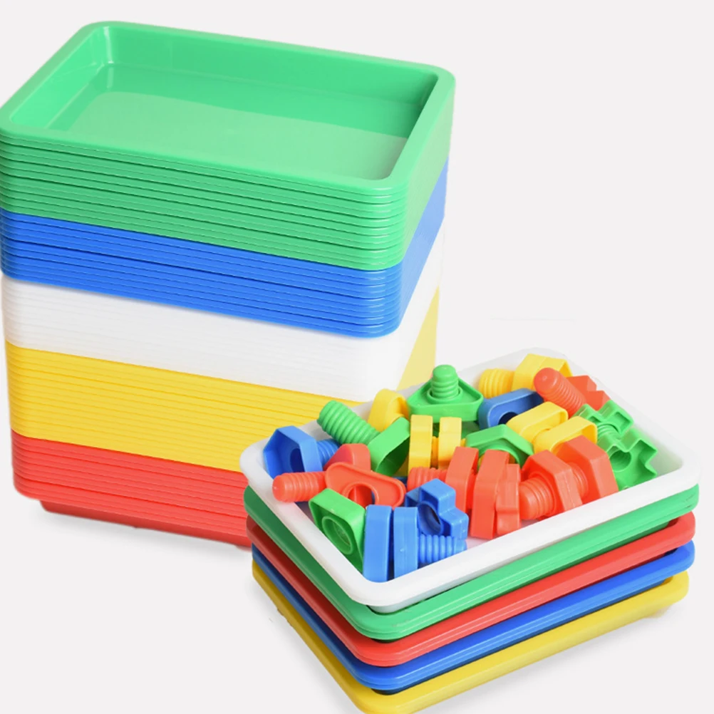

5pcs Colorful Tray Rectangular Plastic Food Serving Plate For Home Hotel Restaurant Snack Fruit Bread Dessert Tray Crafts