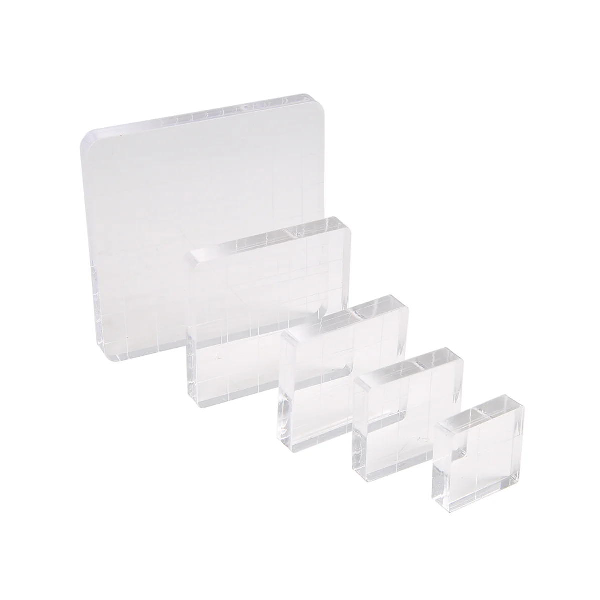 6 Pieces Stamp Blocks Acrylic Clear Stamping Blocks Tools with Grid Lines for Scrapbooking Crafts Making