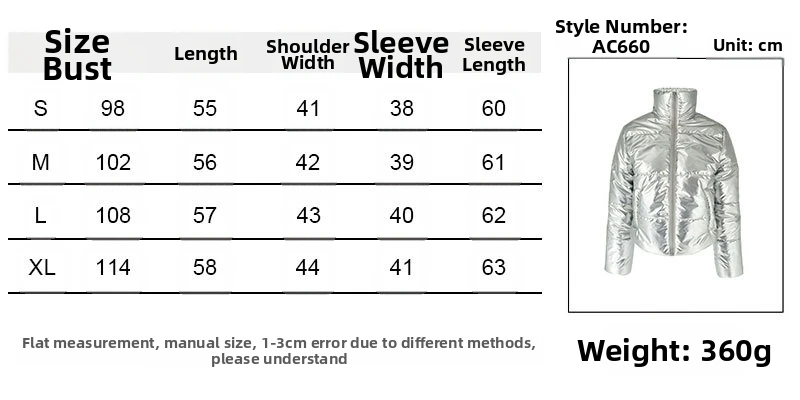 AC660 Abrigo acolchado de algodón de estilo coreano para mujer, conjunto de traje de pan de glitania, ropa de abrigo cálida con cuello a la moda para invierno